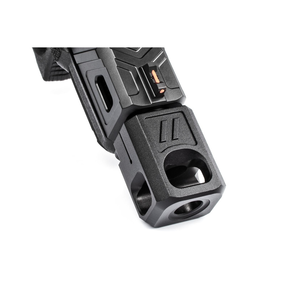 ZEV PRO Compensator V2, 1/2x28 Threading, 9mm, Black - On Gun